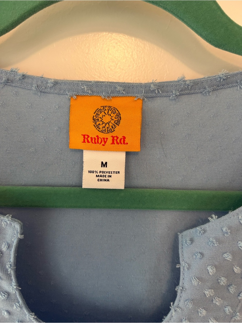 Ruby Rd. Powder Blue Swiss Dot Scoop Neck Top - Picture 4 of 4